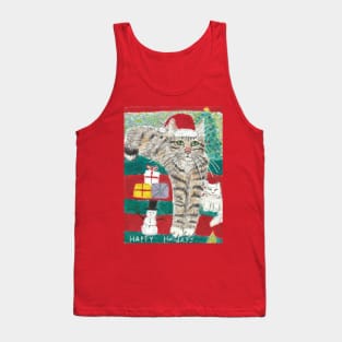 Christmas  holidays  Tabby cat painting Tank Top